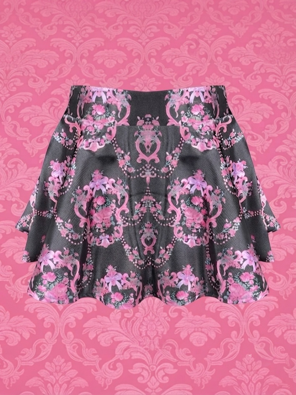 Dolls Kill Sugar Thrillz Coquette Balletcore Floral Damask Maximalist Skirt L